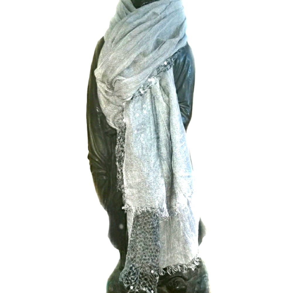 Vera Wang Sheer Sequin Netting Scarf (a11) - Picture 5 of 7